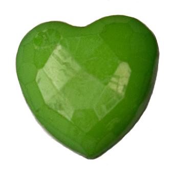 Kids button as heart out plastic in dark green 14 mm 0,55 inch